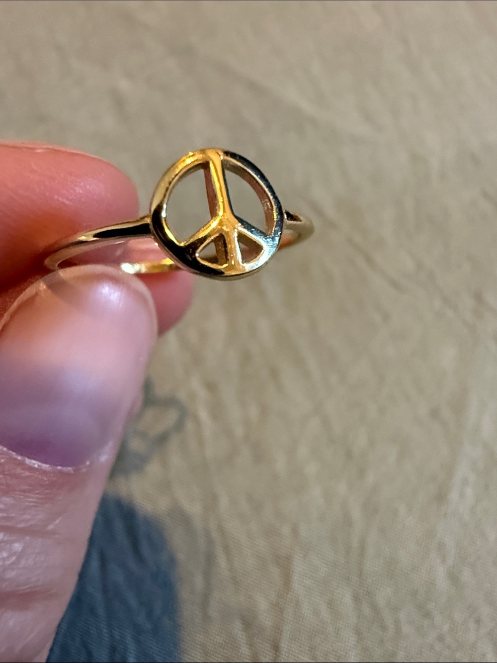 Gold Peace Sign Thin Band Ring - Women Jewelry